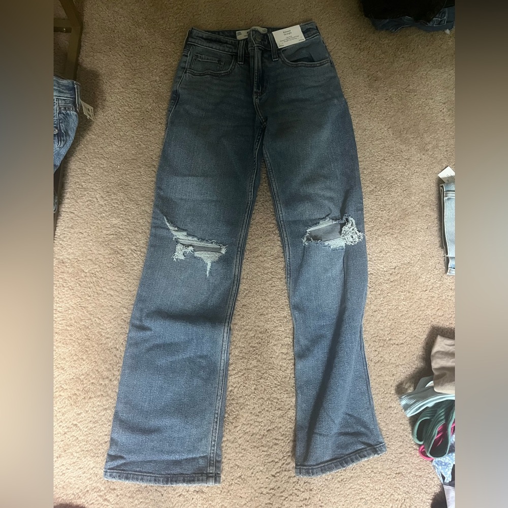 Hollister Low Rise Relaxed Straight Blue Jeans